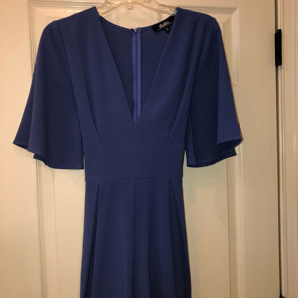 blue tie back romper